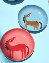 Load image into Gallery viewer, Handmade Ceramics Shallow Bowls with Horse (pink- pick from 3)
