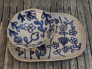 Handmade Ceramic Platter (Floral Theme)