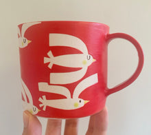 Load image into Gallery viewer, Handmade Ceramic Mug-Red/Birds

