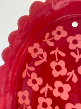 Load image into Gallery viewer, Handmade Ceramic Wall Hanging Candle Holder- Red with pink flowers
