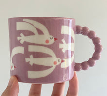 Load image into Gallery viewer, Handmade Ceramic Mug-Birds-Purple
