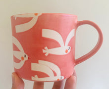 Load image into Gallery viewer, Handmade Ceramic Mug-Pink/Birds

