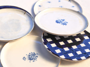 Dinner plate -checked -Royal blue